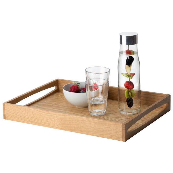 Continenta Bandeja 49x35x6,3 cm de Madera de Roble con Asas para Transporte Seguro